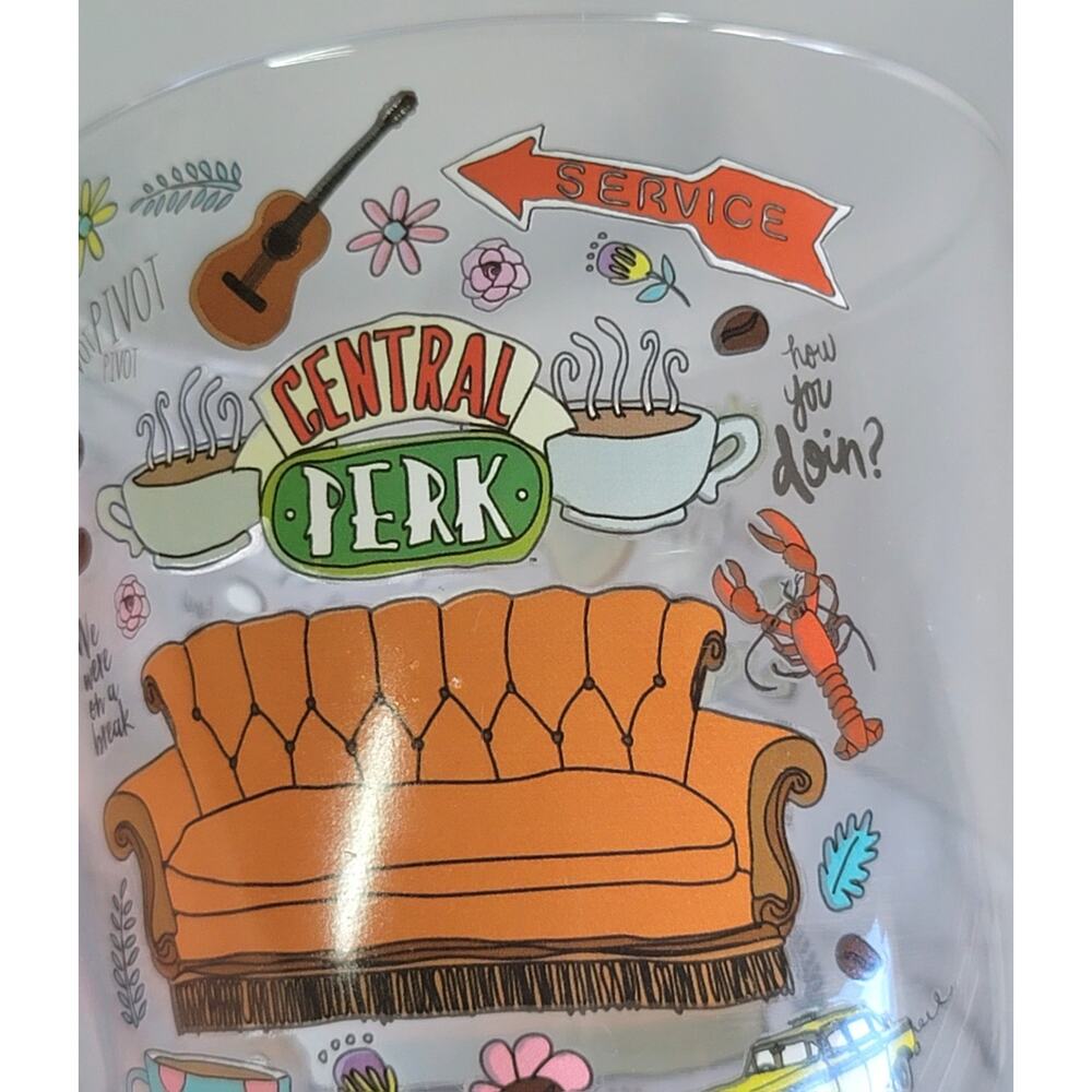 Rare FRIENDS the TV Show CENTRAL PERK Clear Coffee Mug by Silver Buffalo 22 oz - Picture 10 of 12